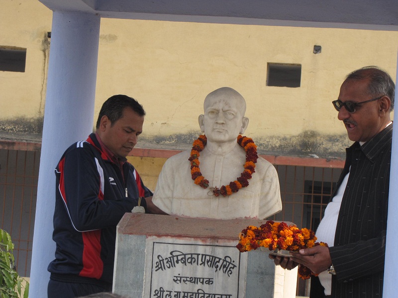 Principal, Dr.Sanjay Garlanding The Picture Of Late Shri AmbiKa Babu